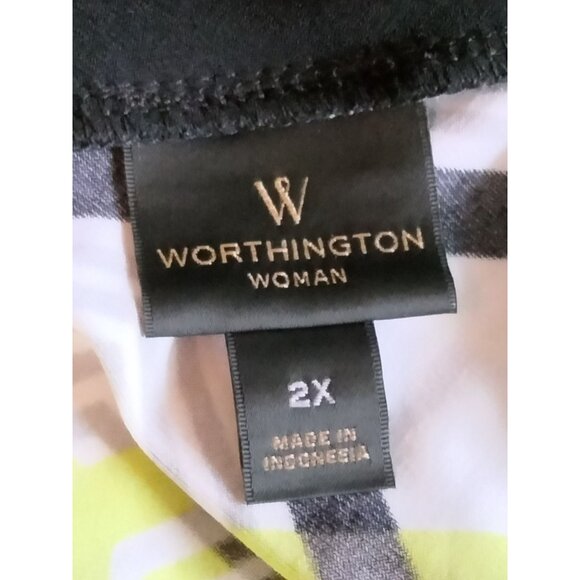 Worthington Woman Geometric Print Sleeveless V-Neck Tunic Top Plus Size 2X - Picture 6 of 7